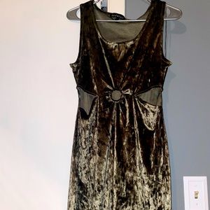 Velvety party dress with cut out sides